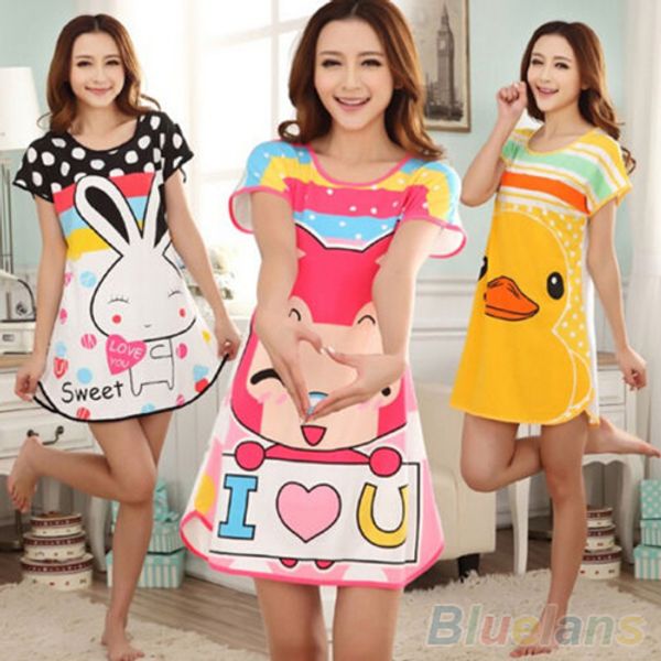 

wholesale- great cute women's cartoon polka dot sleepwear sleepshirts short sleeve sleepshirt 2my2 5pyn bdv8, Black;red