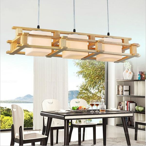 Moderno OAK lampada a sospensione a led in legno lampadari in vetro apparecchio di illuminazione 1/3 teste illuminazione domestica per la decorazione del soggiorno