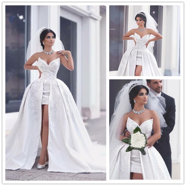said mhamad short front long back wedding dress white ball gown
