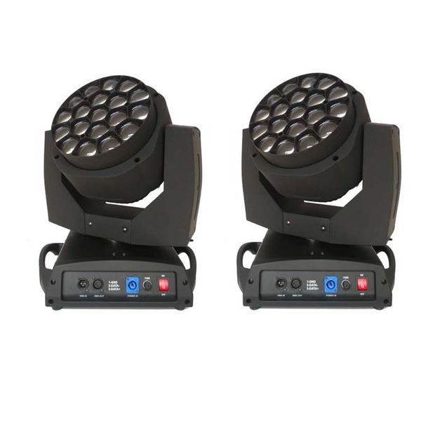 Confezione da 2 pezzi Big Eye LED Moving Head Fascio di luce effetto wash luce 19 pezzi 12w RGBW Lampada a led DMX 21/96 canali Illuminazione scenica