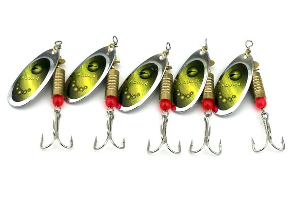 120 pcs atacado 7cm 8,8g spinner isca isca de pesca colheres de água doce águas rasas baixo walleye peixinho minnow isca