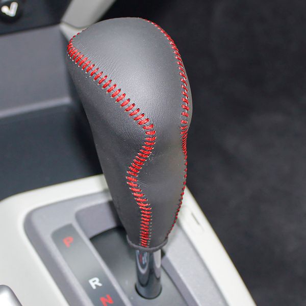 Automatic Gear Covers Case For Honda Civic 9 Gear Shift Collars Diy Hand Sewing Genuine Leather Black Red Lines Interior Lighting For Trucks