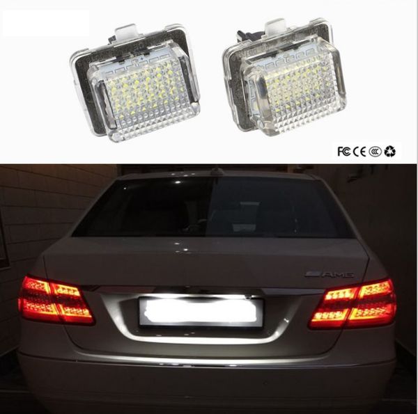 

LED освещение номерного знака для Mercedes W204 5D W212 W216 W221 C207 Benz AMG аксессуары белый SMD автомобилей светодиодные лампы номерного знака