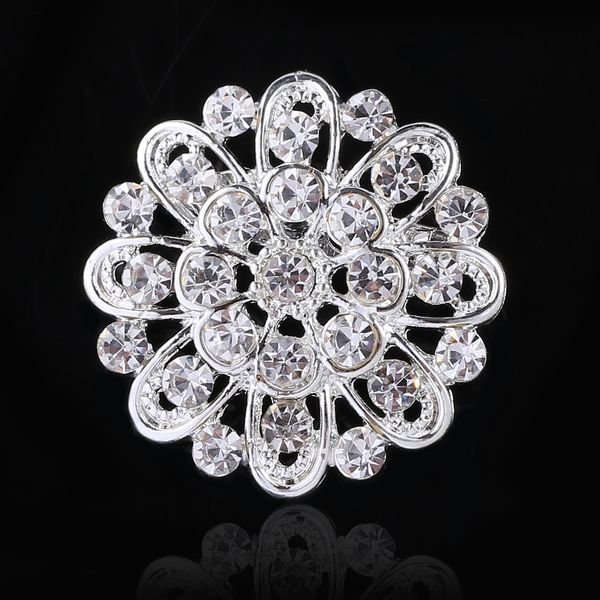 

2016 new style wholesale fashion jewelry silver color flower brooch women crystal pins wedding brooches small size, Gray