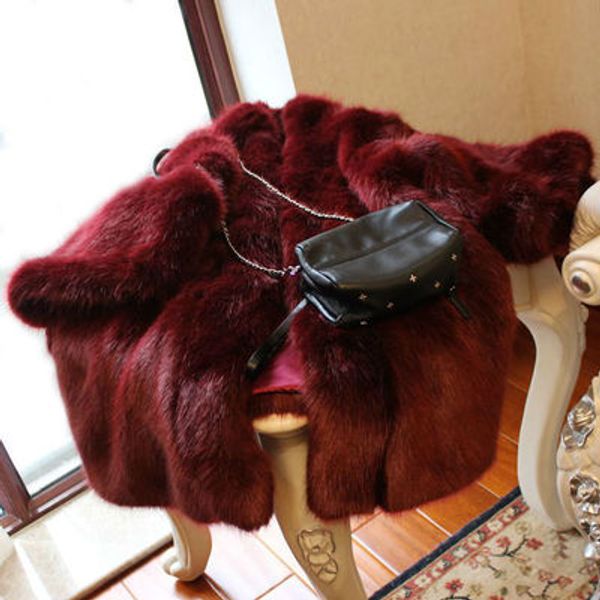 

fashion warm adn thicking women wiinter long thick warm faux fox fur coat n32, Black
