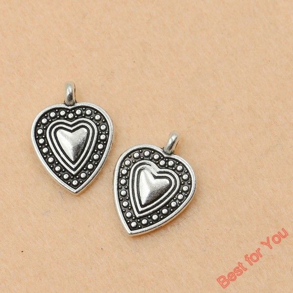 

100pcs tibetan silver tone heart charms pendants jewelry diy jewery findings 19x13.7mm jewelry making, Bronze;silver