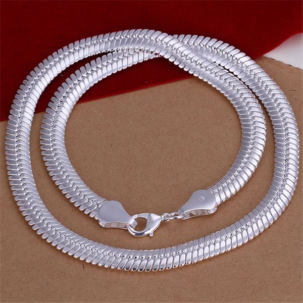 

heavy 71g 10mm flat snake necklace sterling silver plate necklace stsn209,wholesale fashion 925 silver chains necklace factory direct sale