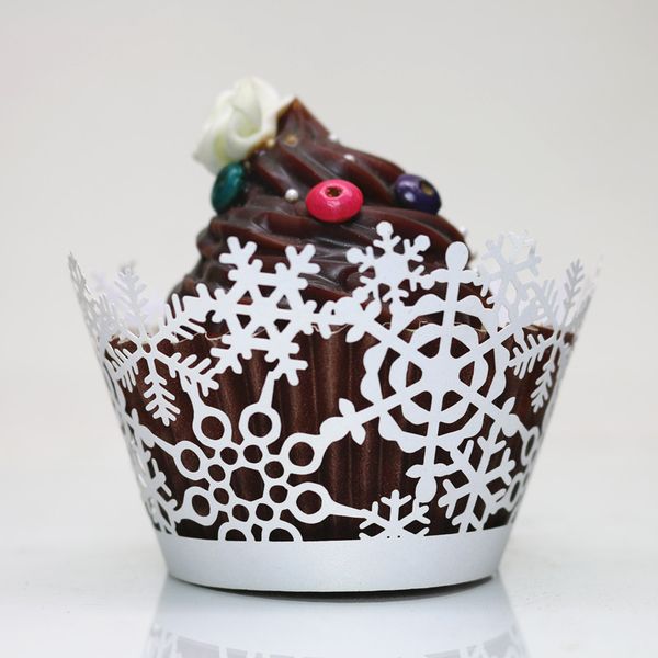 White Cupcake Box Christmas Cupcake Wrapper Floral Design Laser