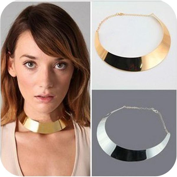 

statement necklaces punk women gold/silver plated chokers jewelry brand new fashion alloy geometric clavicle chain necklaces wholesale sn286, Golden;silver