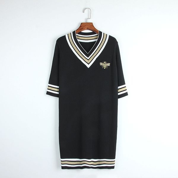 

2017 brand ame tyle dre embroidery autumn v neck a line v neck knee length 1 2 leeve empire fa hion dl