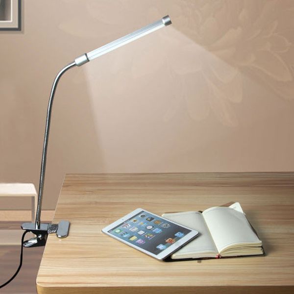 2018 Led Reading Eye Protection Desk Lamp With Clip Two Level Brightness Switch Dimmer Table Silver From Fashion717 21 11