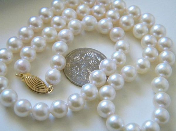 

9-10mm beaded necklaces white pearl necklace 20inch gold clasp, Silver