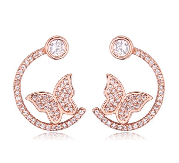 

earrings for women fashion exquisite 18k gold plated zircon butterfly stud earrings jewelry wholesale drop shipping ter005, Golden;silver