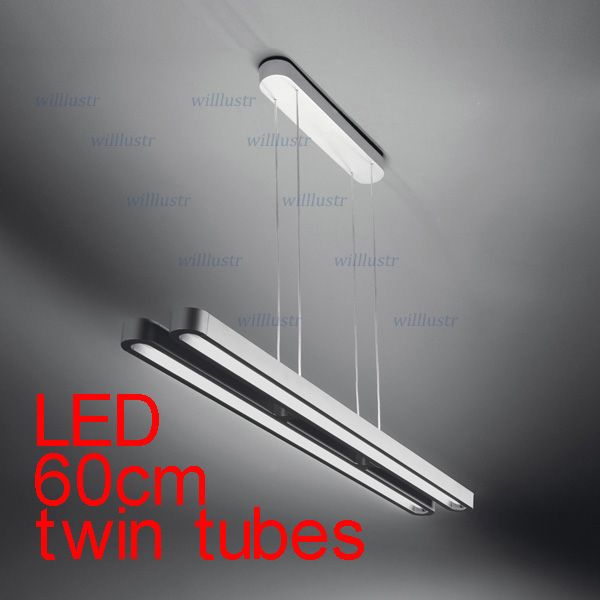 Luzes pingente de LED Suspensão Moderna iluminação lustre suspensão lâmpada pingente de tubos gêmeos LEVOU 60 cm