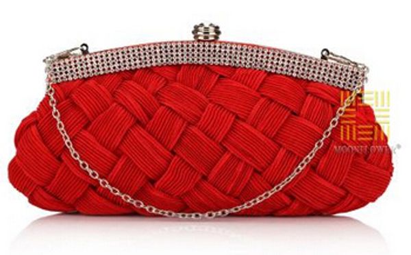 Pochette da donna Ol in cristallo intarsiato, borsa da sposa, borsa da sera in maglia