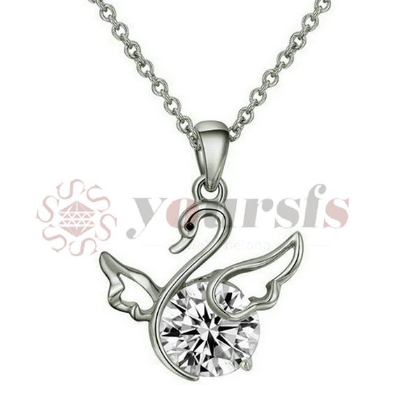 

yoursfs unique deisgn swan austrian crystals pendant chokers necklace vintage maxi necklace christmas gifts online shopping india, Silver