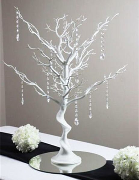EW новизна Рождество Моделирование поддельные дерево белый свадьба дорога светодиодные украшения с хрустальные бусины