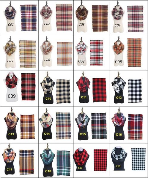 

fashion imitation cashmere plaid infinity scarf/loop scarf women scarf warm soft winter tartan scarf 20 color ing, Blue;gray