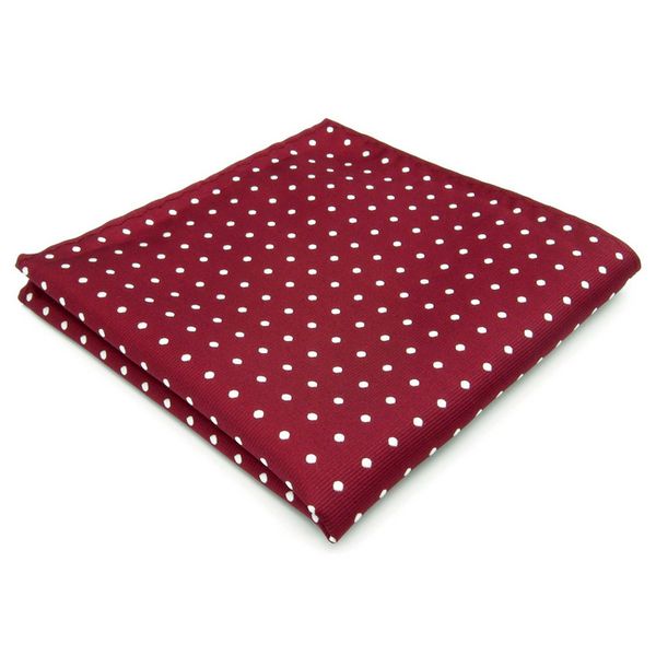 

KH15 Dots Dotty Maroon Red White Pocket Square Mens Neckties Jacquard Woven Hanky