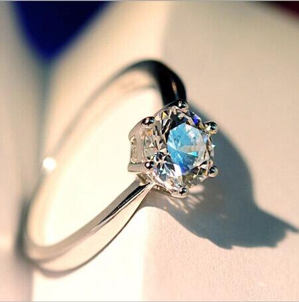 

925 sterling silver ring 1 ct cubic zircon wedding rings for women bride jewelry anel anillos bague femme anelli, Golden;silver