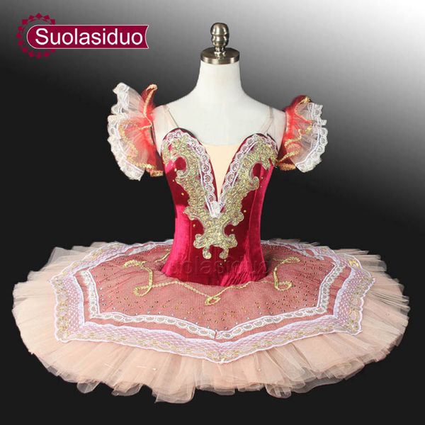 

women melberry velvet professional tutu yellow ballet tutu dance girls pancake sleeping beauty ballet tutu sd0006, Black;red