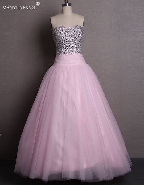 

2020 luxurious sweetheart wedding gowns tulle crystals beaded lace-up custom made bridal dresses wholesale pink wedding dresses, White