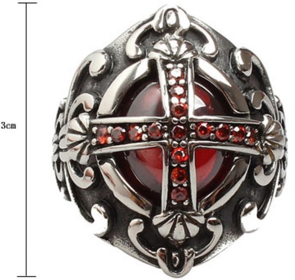 

wholesale gothic cross ruby band ring s925 engagement anniversary christmas gift titanium lady gold ca kr dimond tungste women paris eur pt, Golden;silver