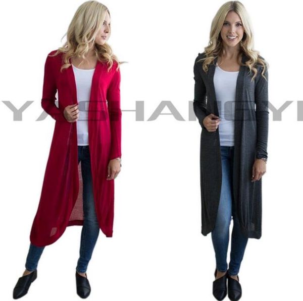 

оптовая продажа-осень женская повседневная с длинным рукавом кардиган вязать трикотаж шифон платье пальто длинные макси обертывания пиджаки, Tan;black