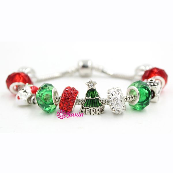 

new arrival wholesale diy christmas jewelry bracelet holiday christmas tree beaded bracelets for women christmas gift, Golden;silver