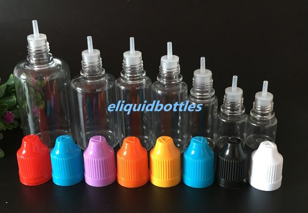 Bottiglie contagocce in plastica PET 5ml 10ml 15ml 20ml 30ml 50ml Bottiglie trasparenti Eliquid Ejuice per contenitori di olio