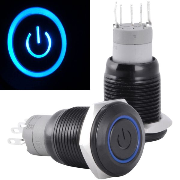 16mm 12 V Güç / Melek Göz Led Metal Push Button Anahtarı Mandallama / Anlık B00459