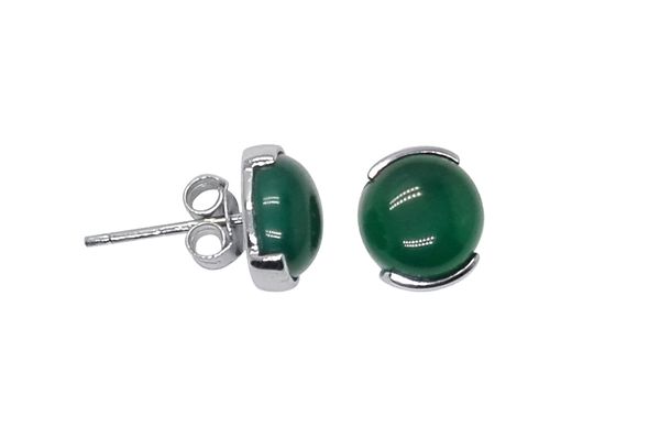 

Ювелирные украшения 100% натуральный стерлингового серебра 925 пробы серьги-гвоздики с зеленым агатом камень YH1005