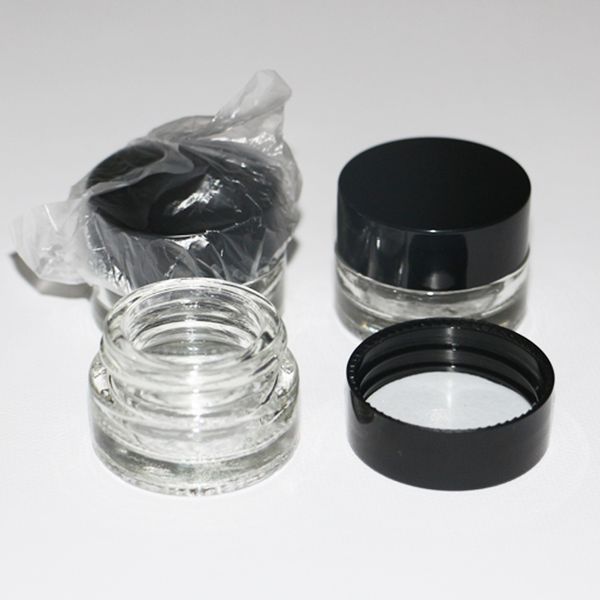 

unbreakable jar bho glass container custom small glass jar 5ml plastic lid storage glass food container for dab wax bho vaporizer
