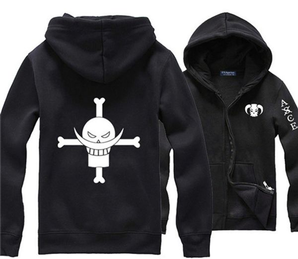 

wholesale-japanese anime one piece white beard pirate portgas d ace black hoodie street wear print clothing men comics hoody sweat shirt