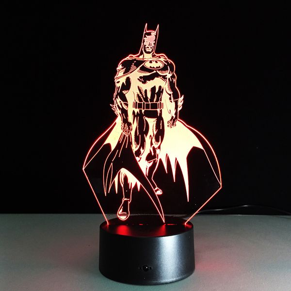 

Бэтмен 3D оптическая иллюзия лампы Night Light DC 5 В USB AA батареи Оптовая Dropshipping Бесплатная доставка розничная коробка