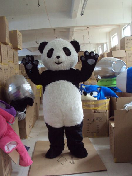 

Оптово-Волосатый гигантский панда костюм талисмана Китайская панда мультфильм костюм панда костюмы головы бесплатная доставка