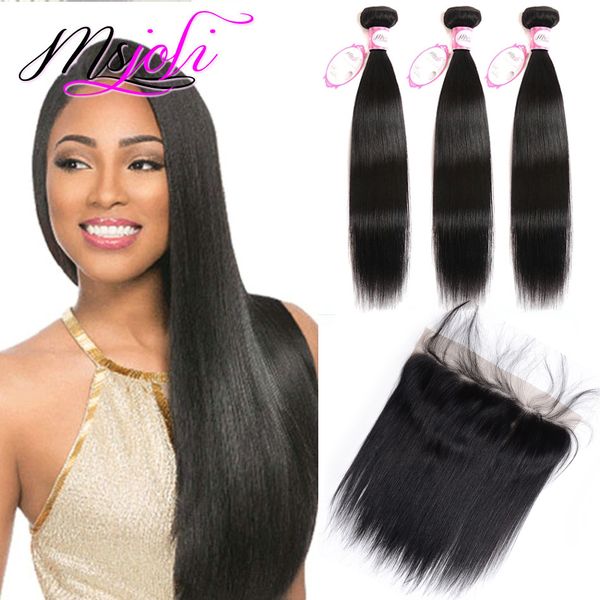 

peruvian virgin hair weaves extensions with 13x4 lace frontal straight ear to ear unprocessed straight closure with bundles 3+1pcs/lot, Black;brown