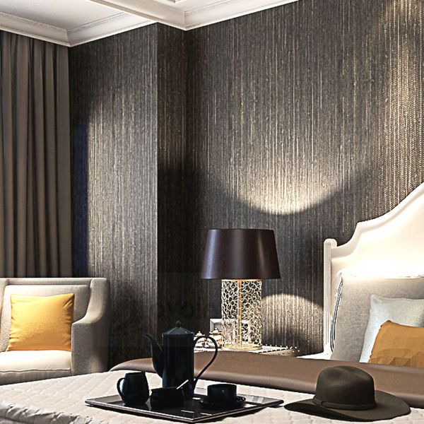 

metallic vertical faux grasscloth emboss texture wallpaper modern plain solid color vinyl straw wall paper for l brown black