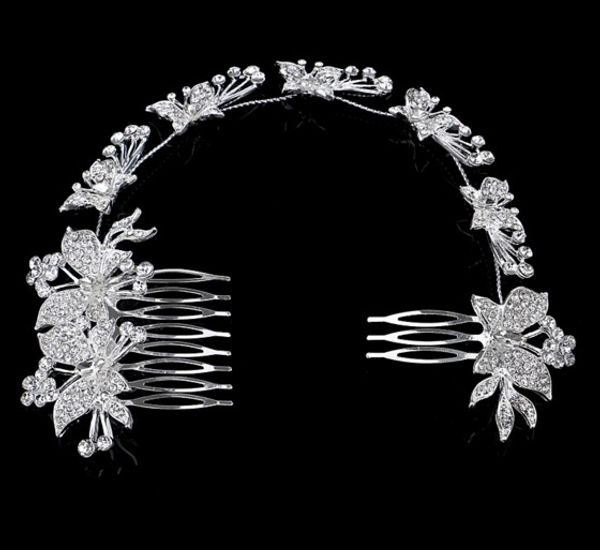 

gorgeous bridal wedding silver plated crystal rhinestones pearls women hair comb clip bridal hair accessories wedding head pieces, Slivery;golden