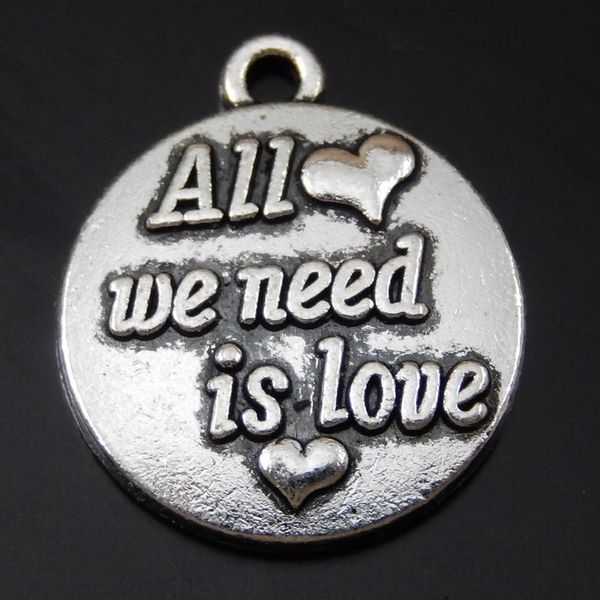 

20pcs antique silver alloy round all we need is love pendant charms jewelry finding 18*15*2mm 50113 jewelry making, Bronze;silver
