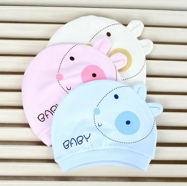 Neue Infant Baby Hüte Kinder Cartoon Tier Baumwolle Neugeborenen Hüte Jungen Mädchen Caps Hüte Gelb Rosa Blau 11471