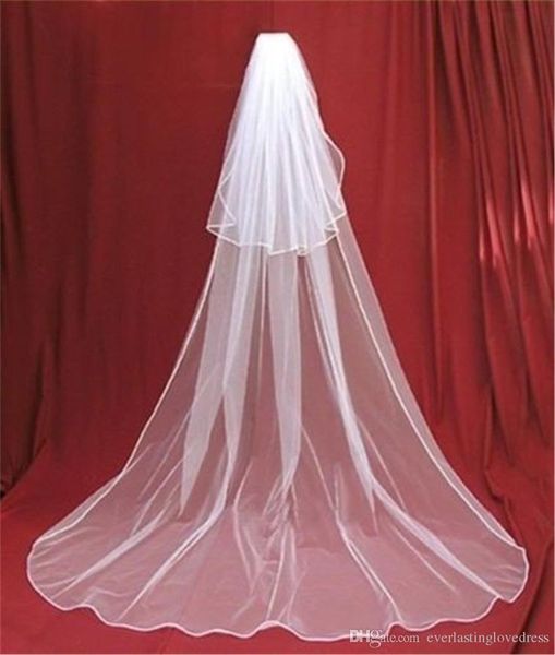 

Long Two Layers Cheap Tulle Bridal Veils White Iovry Wedding Veil with Comb Velos De Novia Wedding Accessories 2017 Hair Accessory real