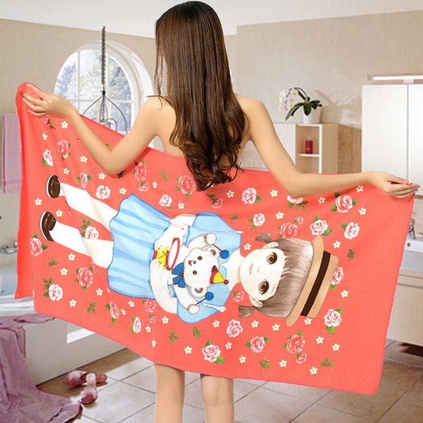 Acheter Serviette De Plage En Tissu Microfibre De Haute Qualité Style Cartoon Serviette De Bain à Séchage Rapide Fitness Plage Swim Camping 70x150cm
