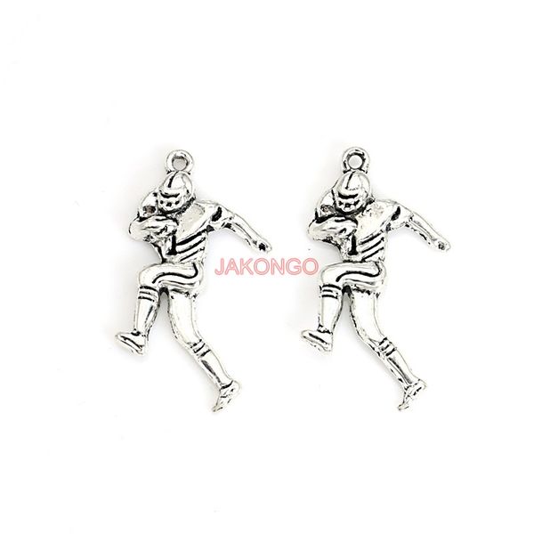 

20pcs tibetan silver plated football player charms pendants for necklace bracelet jewelry making diy handmade 30x20mm, Bronze;silver