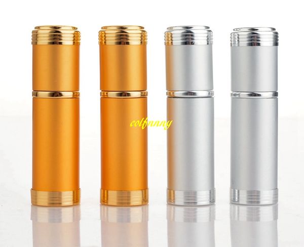 

100pcs/lot fast shipping 5ml portable mini perfume bottle travel aluminum spray atomizer empty bottles gold and silver color