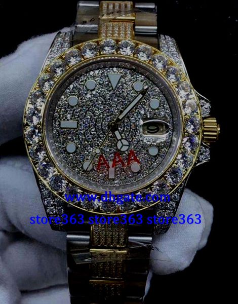 

christmas gift 4 style mens swiss watch 116610/116613 diamond dial date automatic watch big diamond bezel 40mm diamond stainless steel stra, Slivery;brown