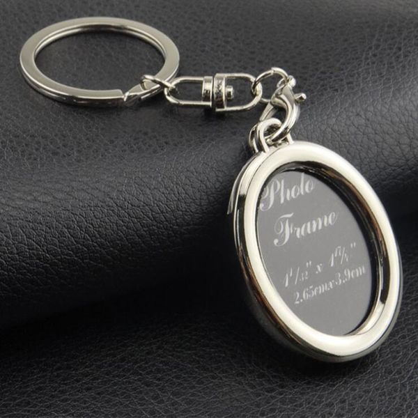 

heart round square shaped couples keychain metal zinc alloy insert picture p frame lover keyrings key chain romantic statement gift, Silver