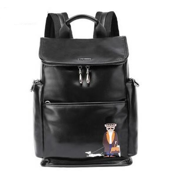

Luxury Black Genuine Leather Backpack Men Soft Waterproof Back Pack Shoulder School Bag Male Travel Rucksack
