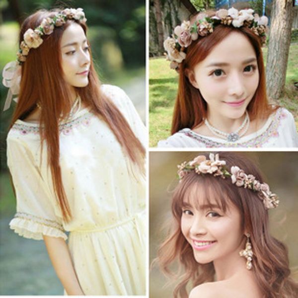 

wedding bridal bridesmaid manual coffee flowers tourism vacation garlands headband wreath headdress hair accessories 2017 for women prom, Silver