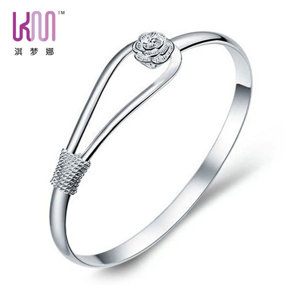 

women plated silver bracelet cuff bangle hand chain fashion jewelry, Black